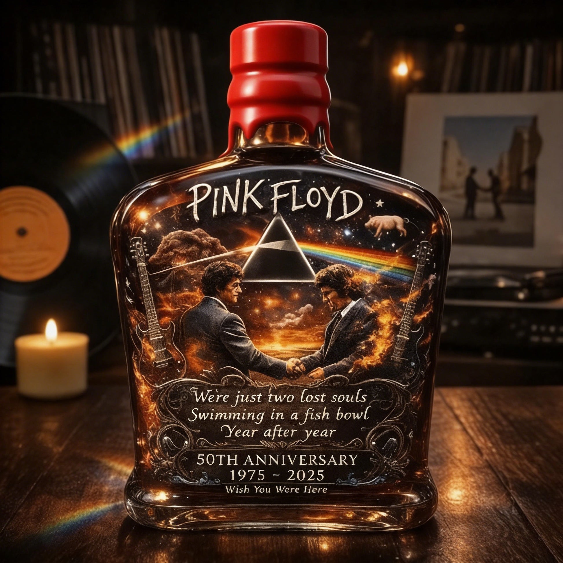Pink Floyd – “Wish You Were Here”  50th Anniversary Collector’s Whiskey Bottle