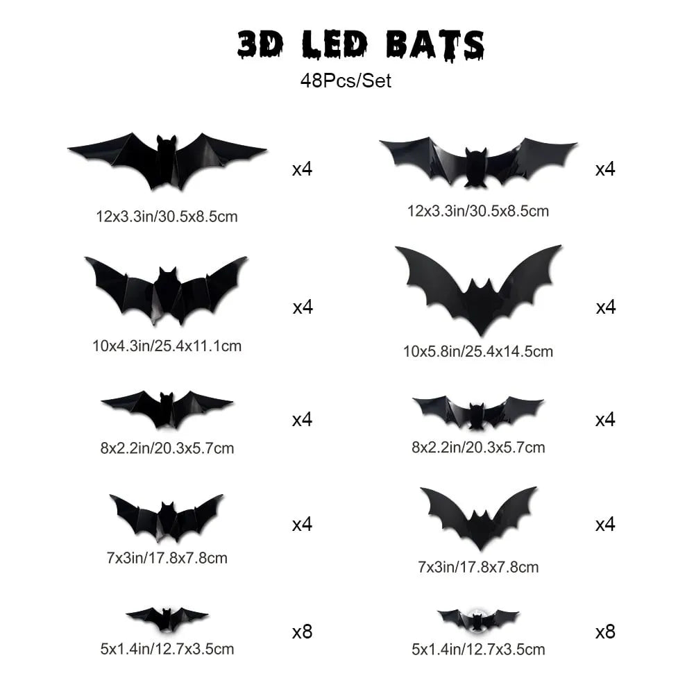 BatBlaze – Colorful 3D LED Bat Decor Set