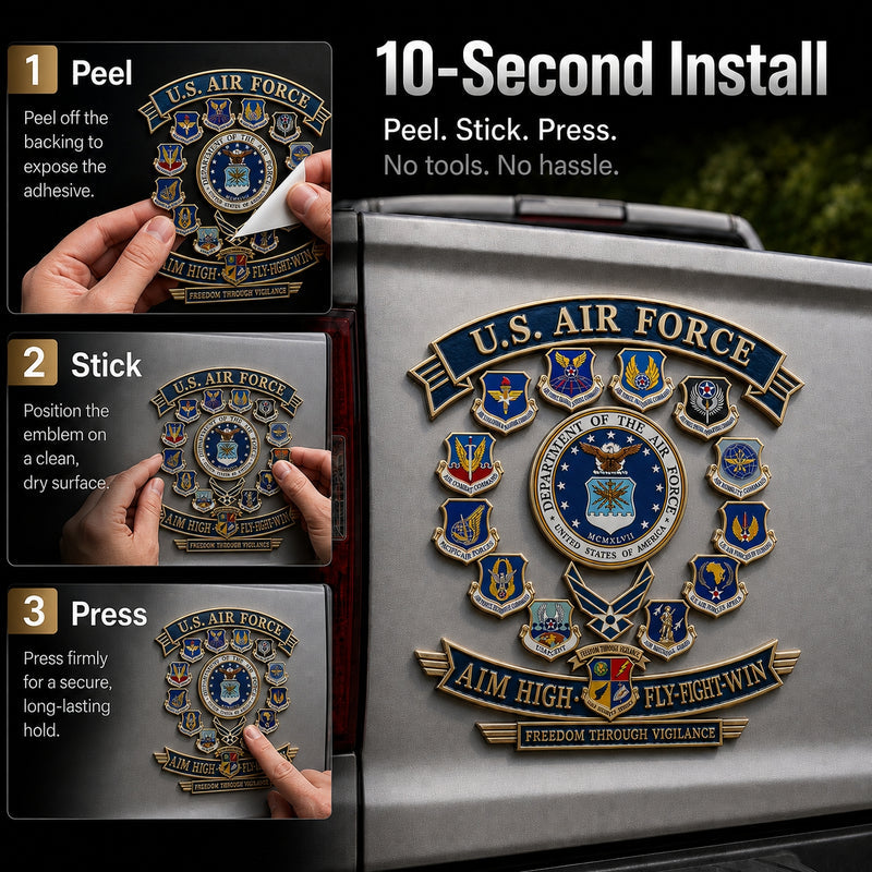 WingCrest – U.S. Air Force “Aim High • Fly-Fight-Win” Tribute Car Emblem