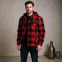EmberLoom – Men’s Crimson Plaid Cold-Weather Jacket