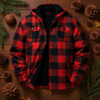 EmberLoom – Men’s Crimson Plaid Cold-Weather Jacket