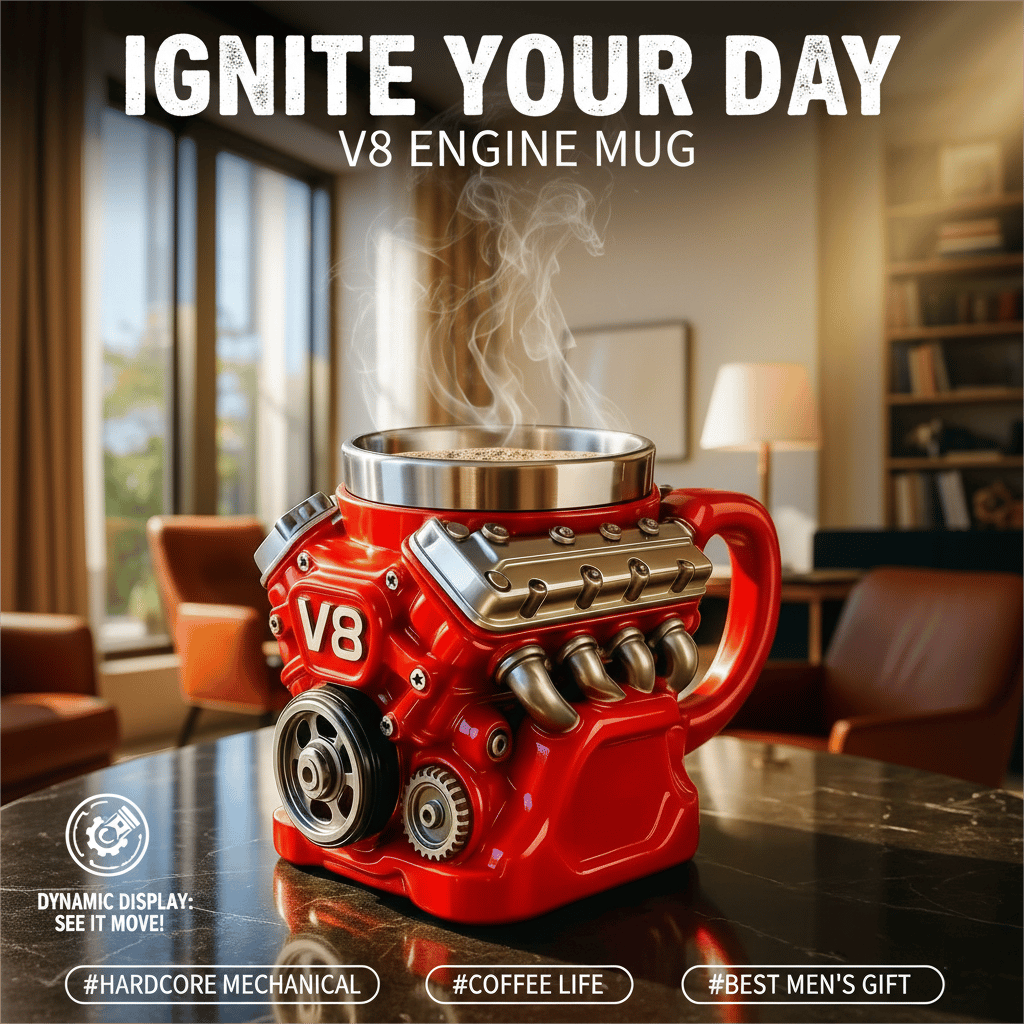⚡Ultimate V8 Engine Stainless Steel 3D Mug & A Gearhead's Dream✨