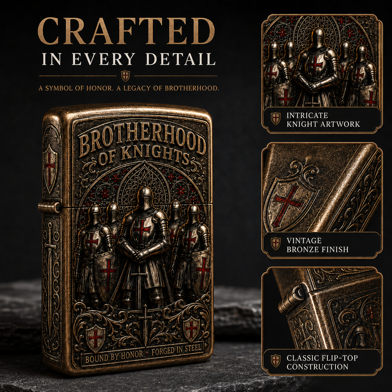 KnightFlame – Premium Medieval Brotherhood Windproof Lighter