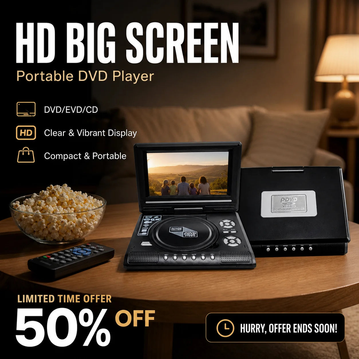 ViewMax – 7.8" HD Portable Rechargeable DVD Player