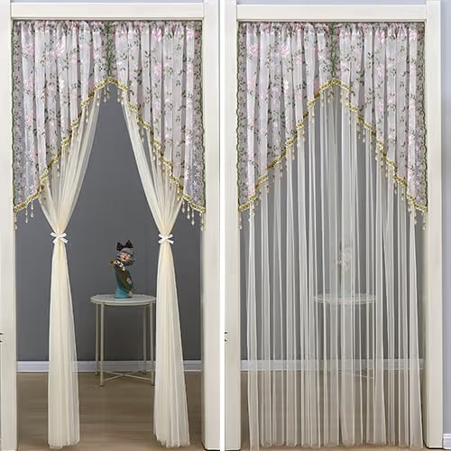 Bloomveil – Floral Embroidery Door Curtain