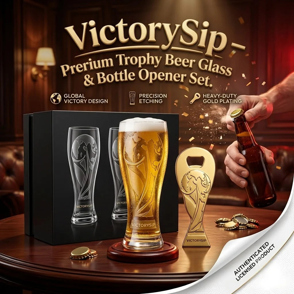 VictorySip – Premium Trophy Beer Glass & Bottle Opener Set