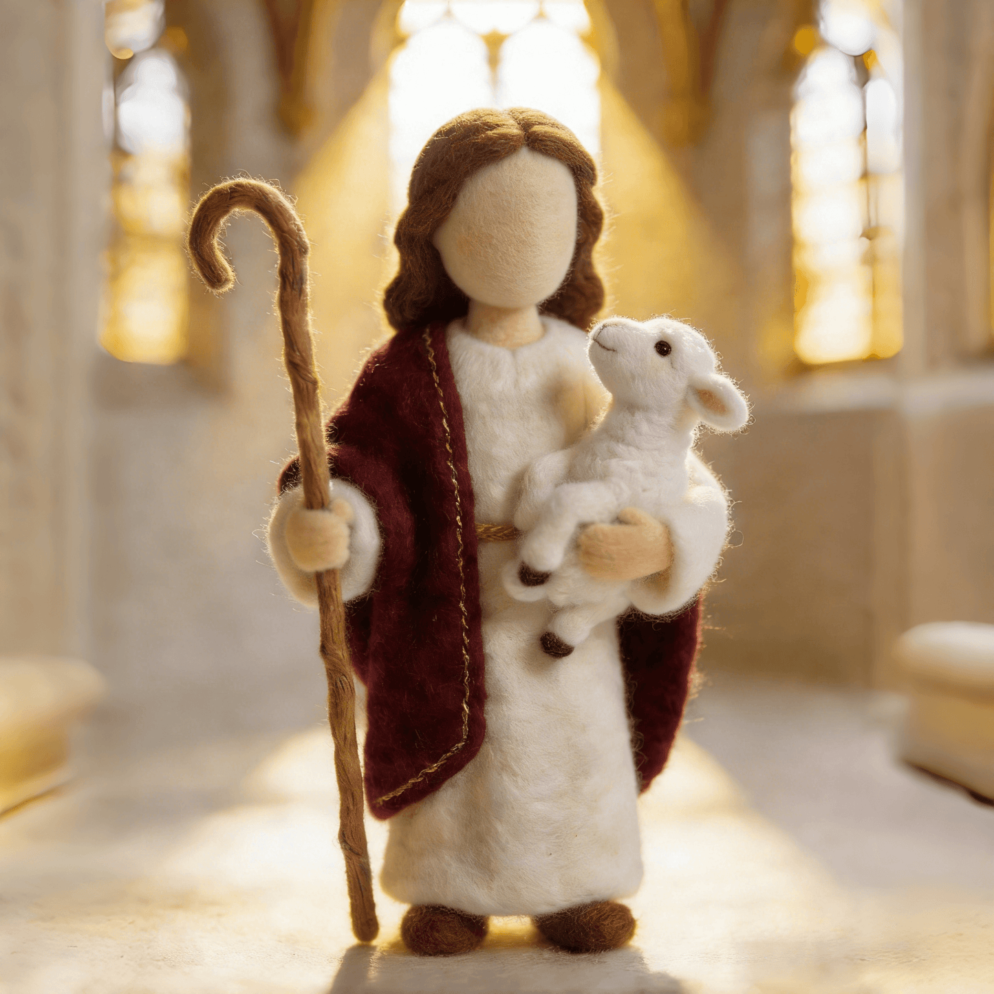 ✝️ Jesus & Lamb: Hand-Felted Christian Figurine – A Meaningful Gift for Someone You Love