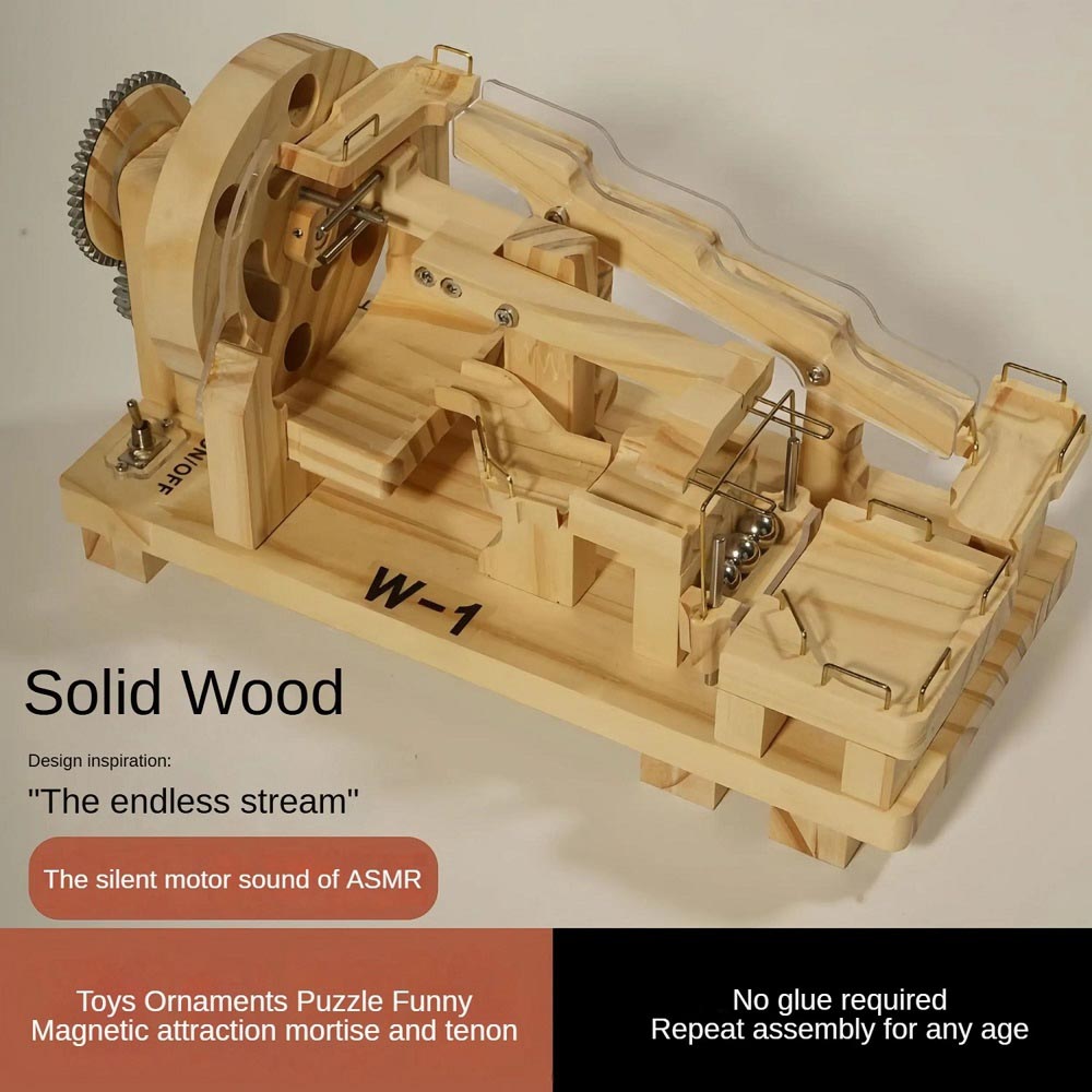 DIY Mortise and Tenon Wooden Marble Run Building Block Toy, Mechanical Model, Educational and Creative Assembly, Handmade Wooden Craft, Home Decoration, and Educational Gift