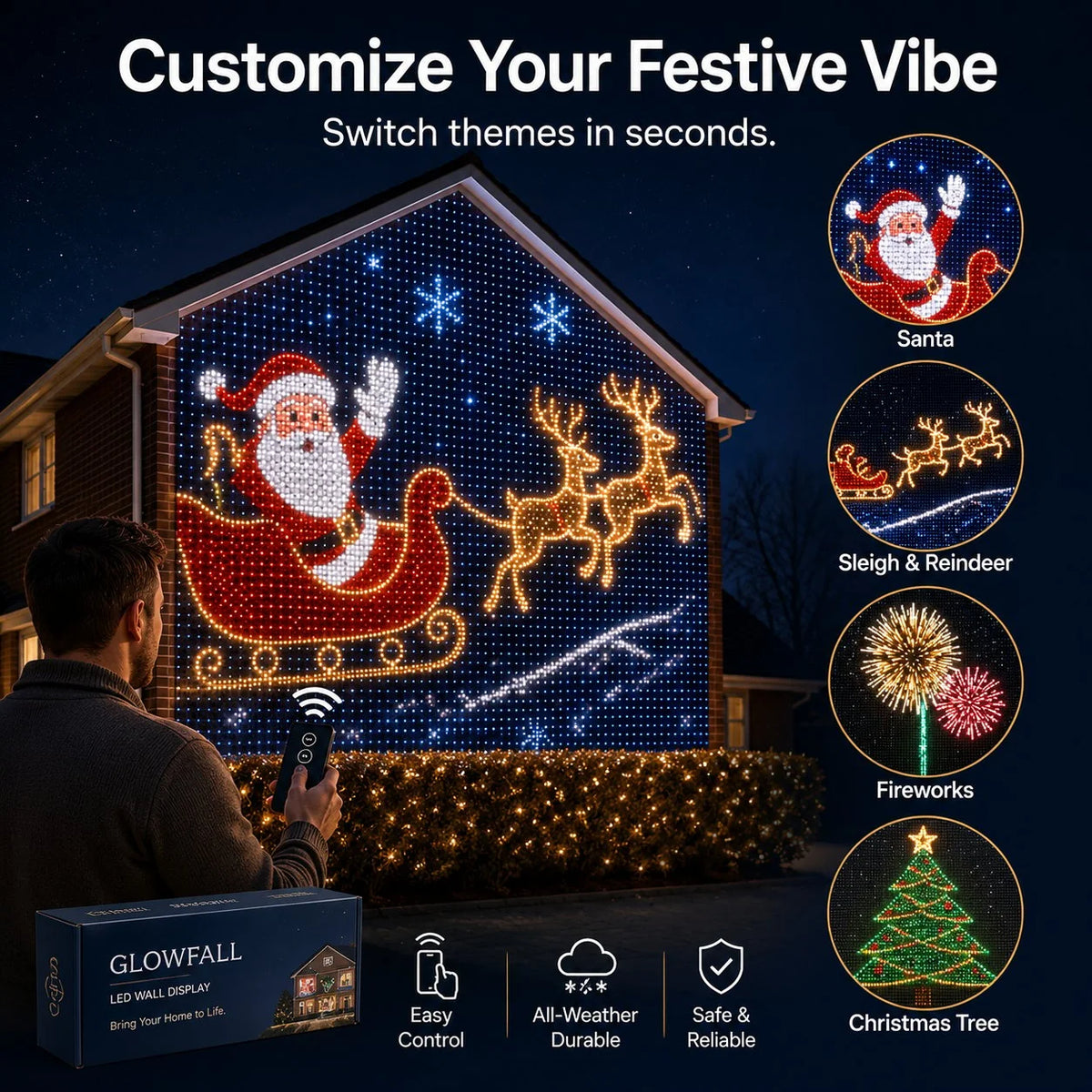 GlowGrid – Christmas LED House Net Curtain Lights