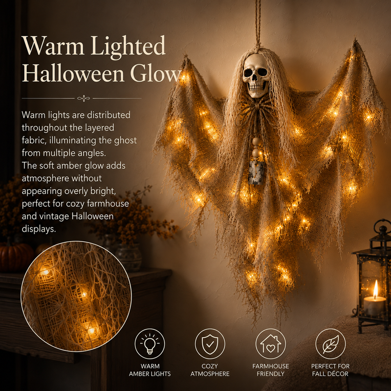 HauntWing – Rustic Skeleton Ghost Light Decoration