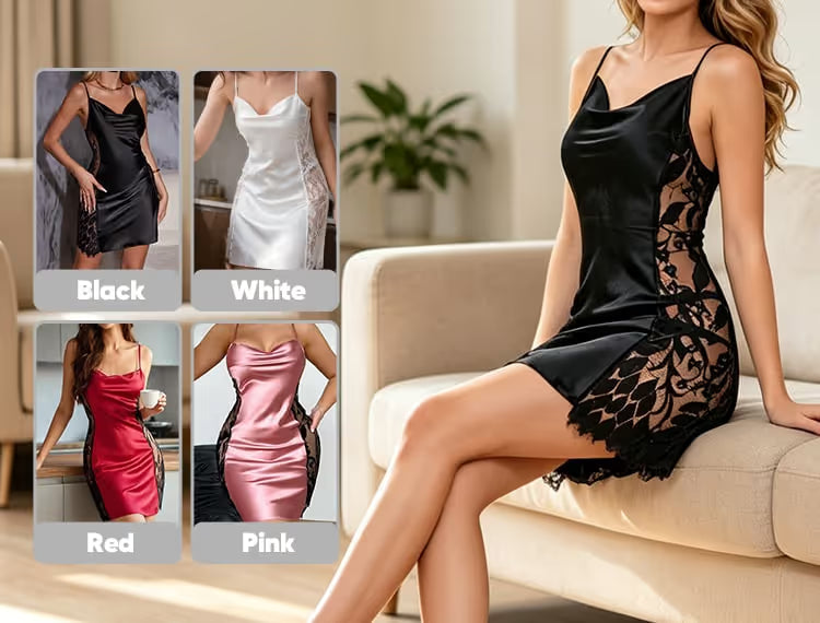 NivelleaChic – Satin-Touch Lace Sleep Dress