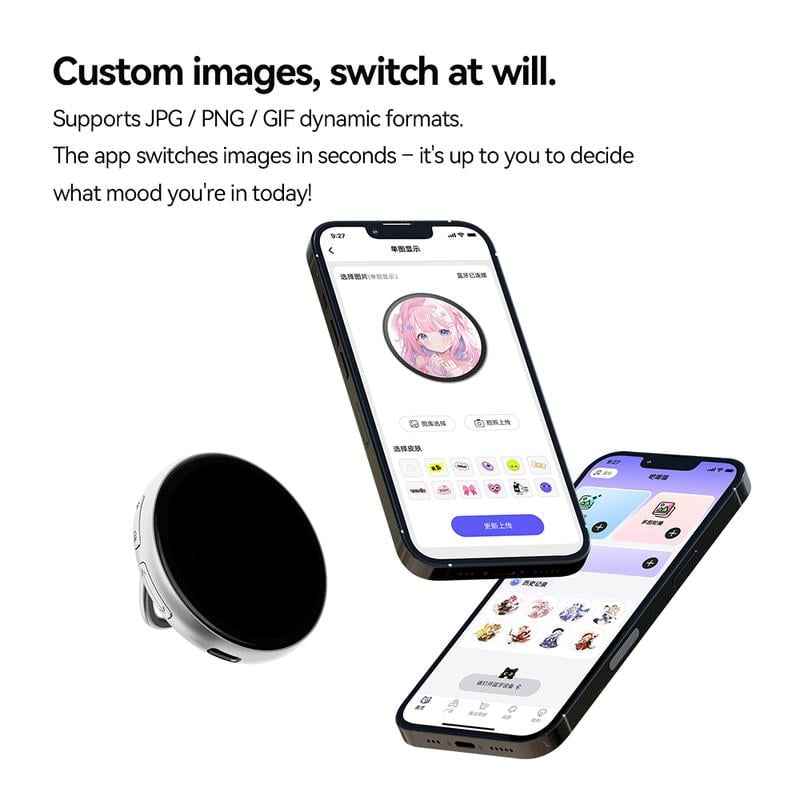 Digital Badge Photo Video GIF Display Screen Pins Pixel Touchscreen Lightweight 500mAh