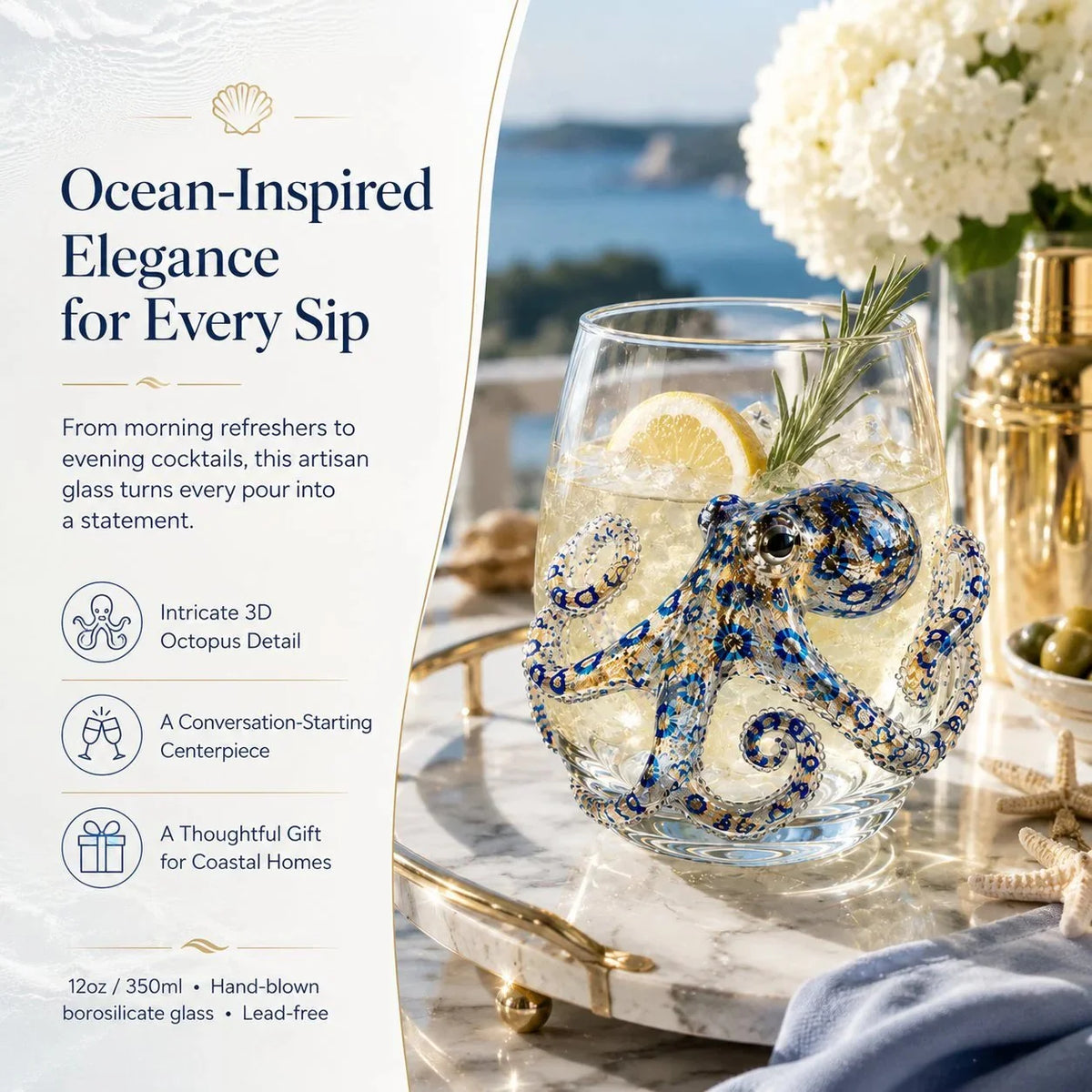 AquaElegance – Coastal Octopus Bar Glass