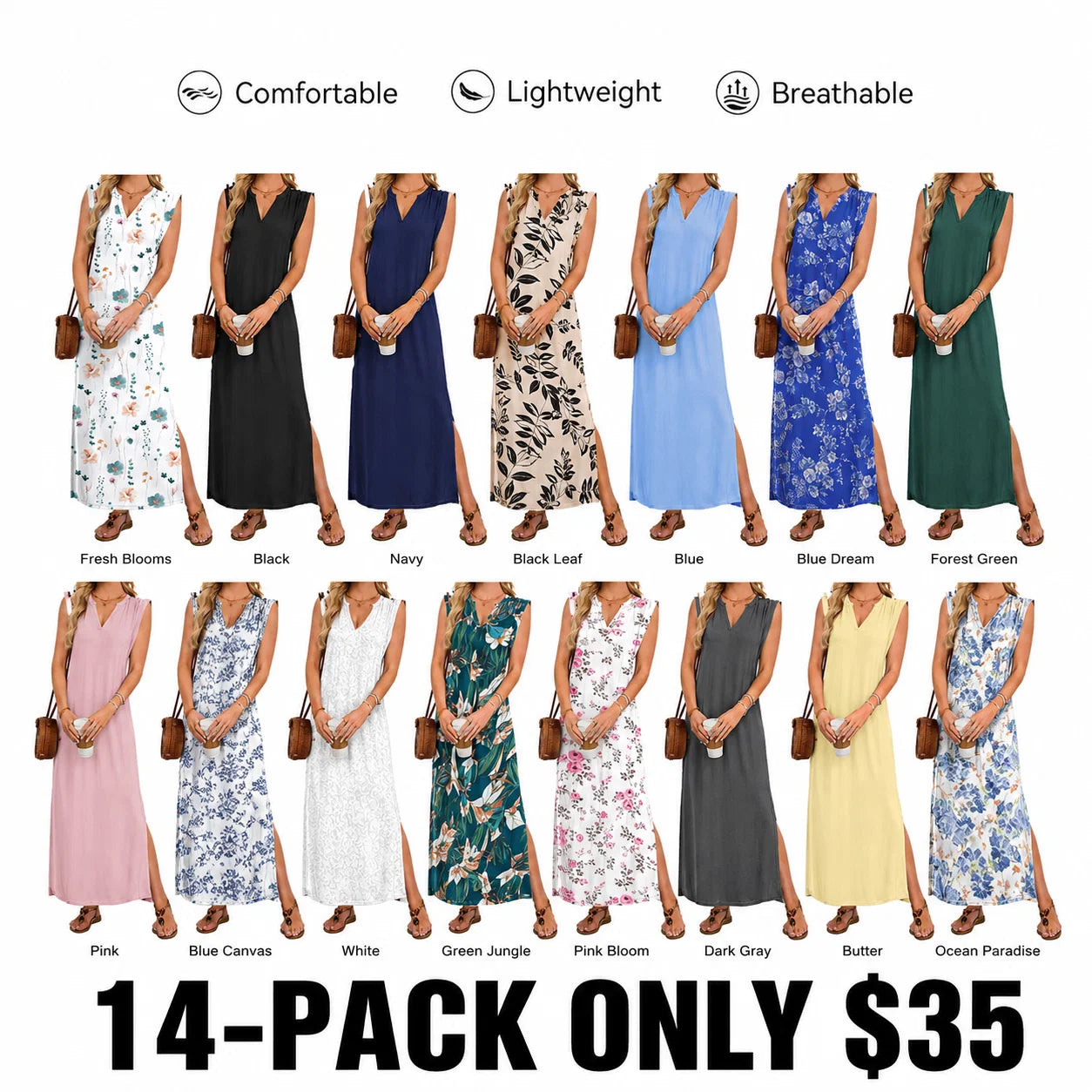 CoastalCharm – Lightweight Vacation Midi Dress