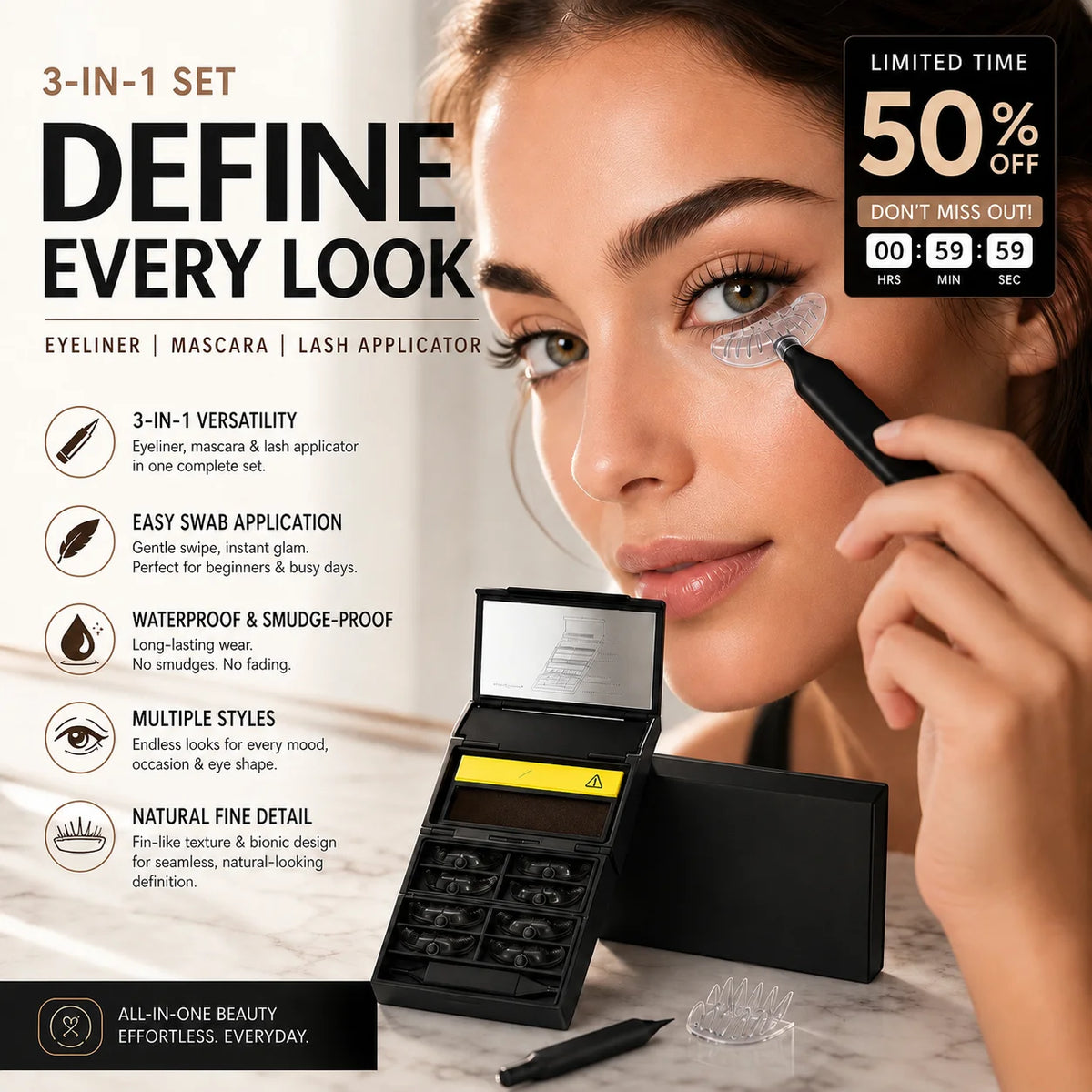 LashCraft – 3-In-1 Eyeliner & Lower Lash Stamp Kit