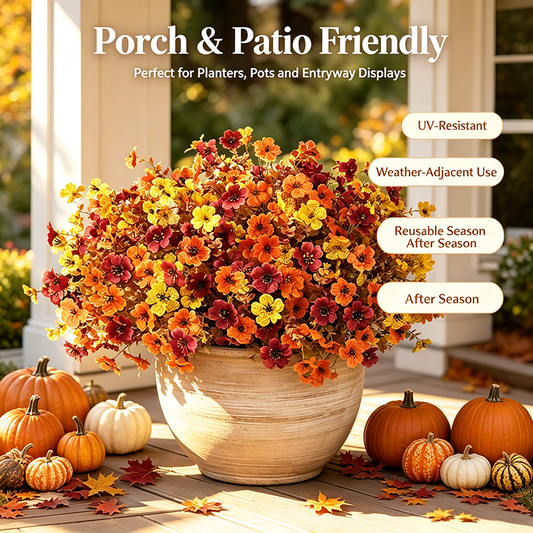 HarvestLoom – 12-Piece UV-Resistant Autumn Flower Bouquet