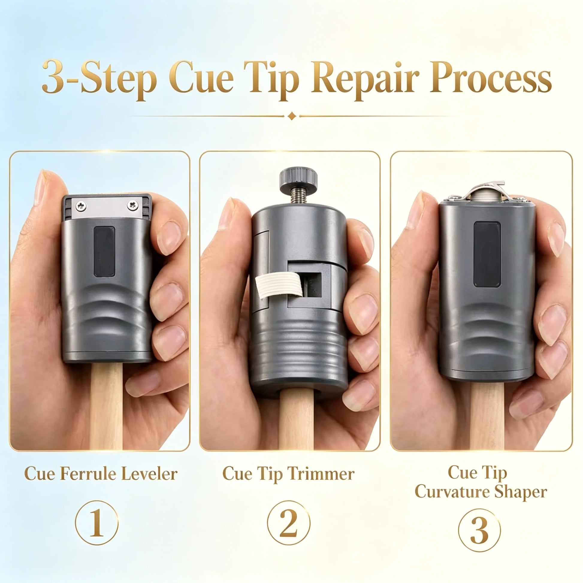 CueCraft – 3-in-1 Billiards Cue Repair Tool Kit