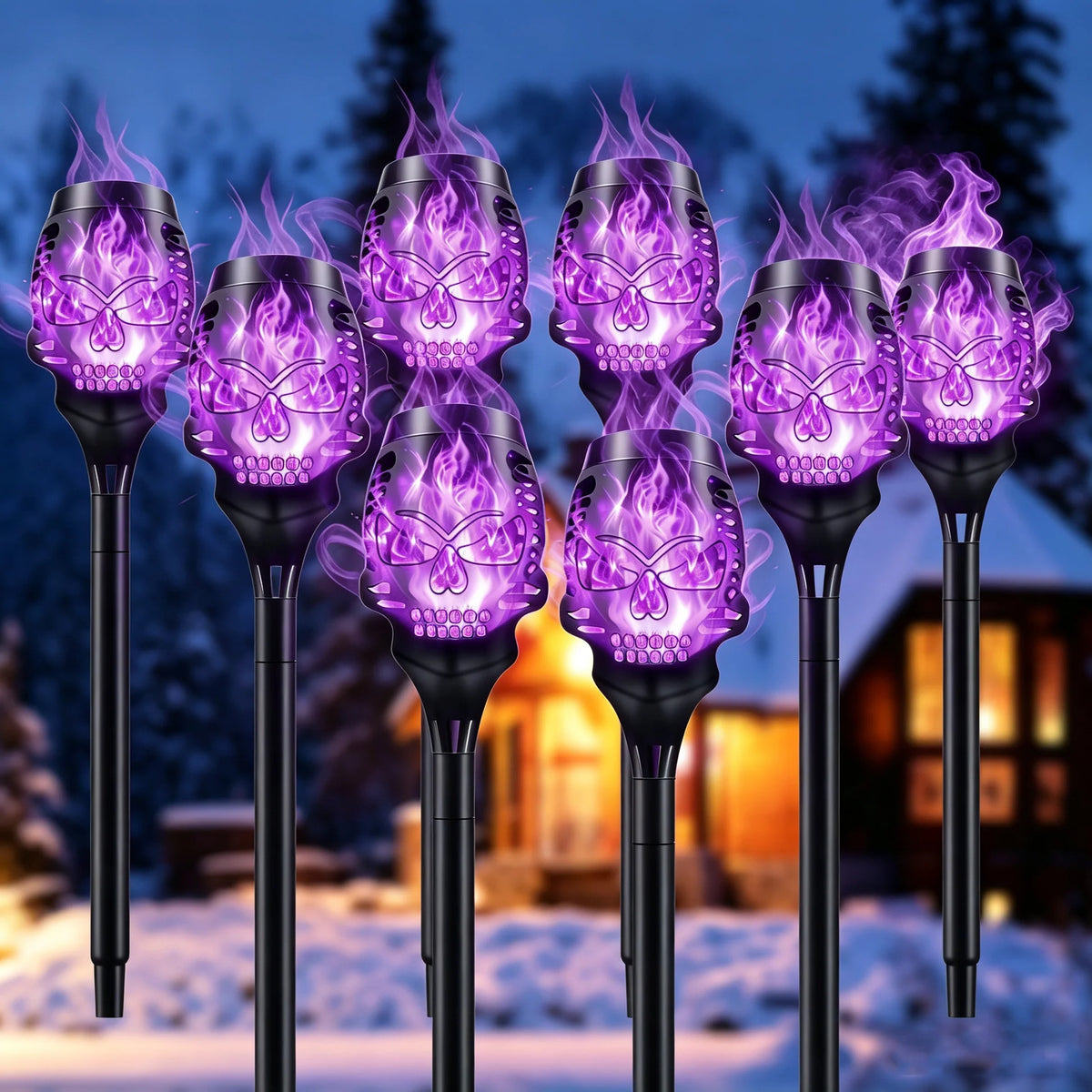 SkullEmber – Solar-Powered Purple Flame Lights