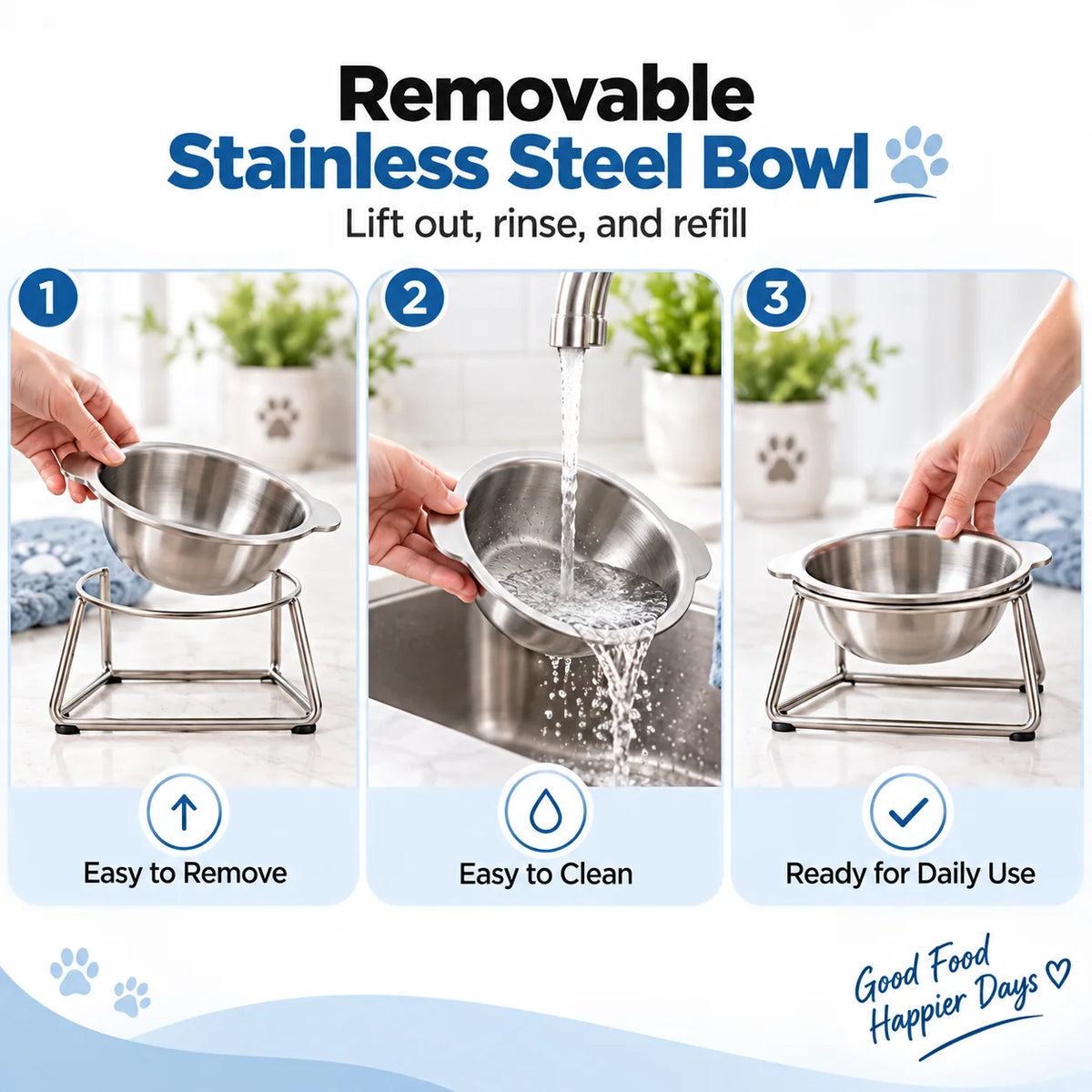 PawDine – Stainless Steel Bowl With Raised Stand