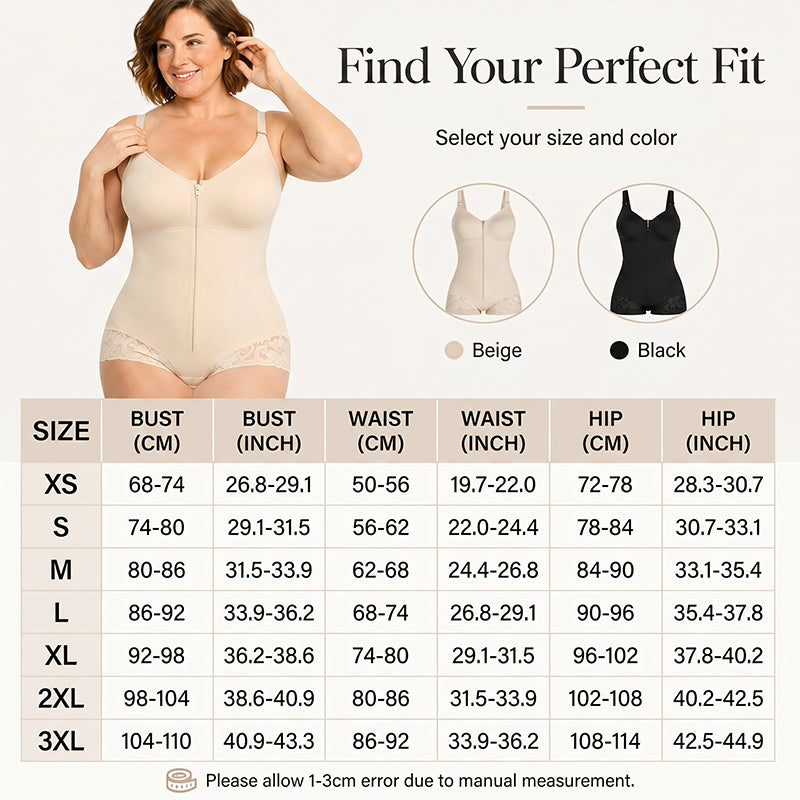 CurveLux – 360° Sculpt Zip-Up Shapewear Bodysuit