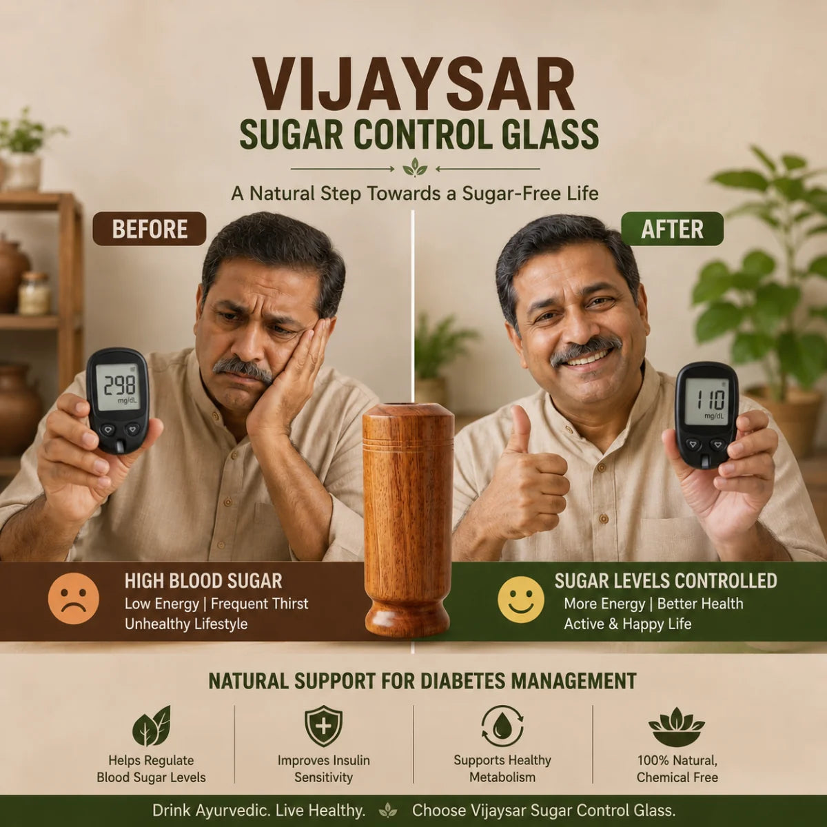 VijayaWell – Vijaysar Wood Wellness Glass