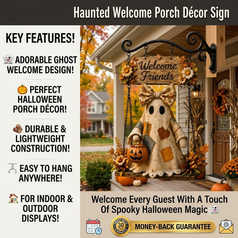 GhostGreet – Haunted Welcome Porch Décor Sign