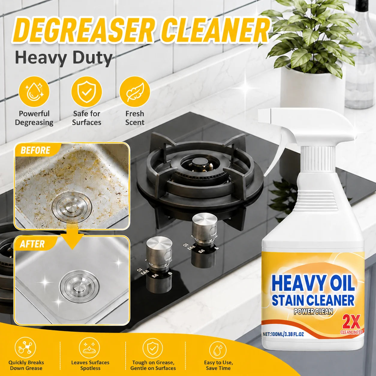 GreaseGuard – Heavy Duty Kitchen Degreaser Spray