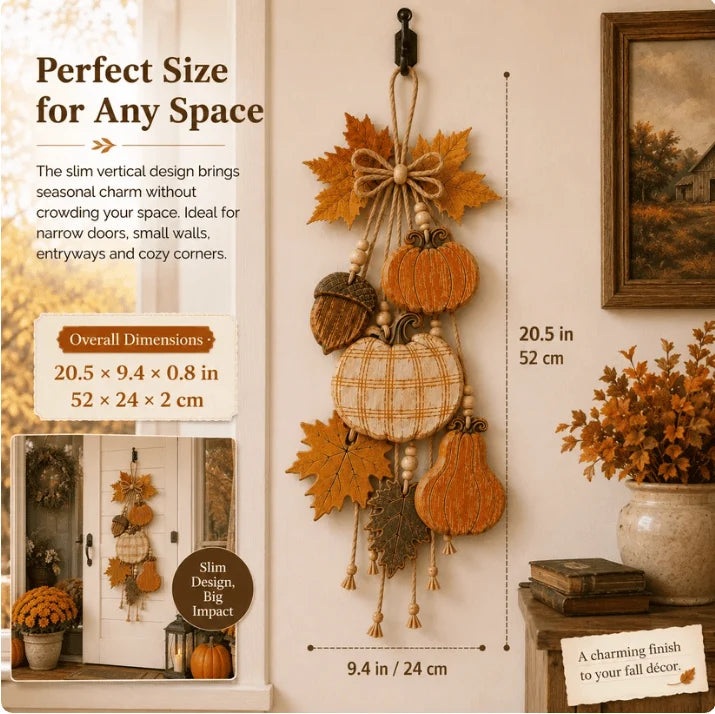 HarvestCharm – Rustic Autumn Wooden Door Hanger