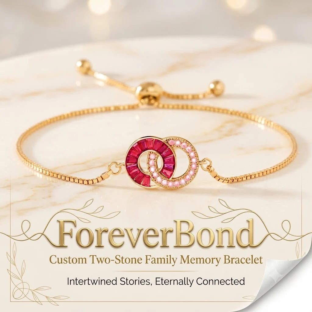 ForeverBond – Custom Two Stone Family Memory Bracelet