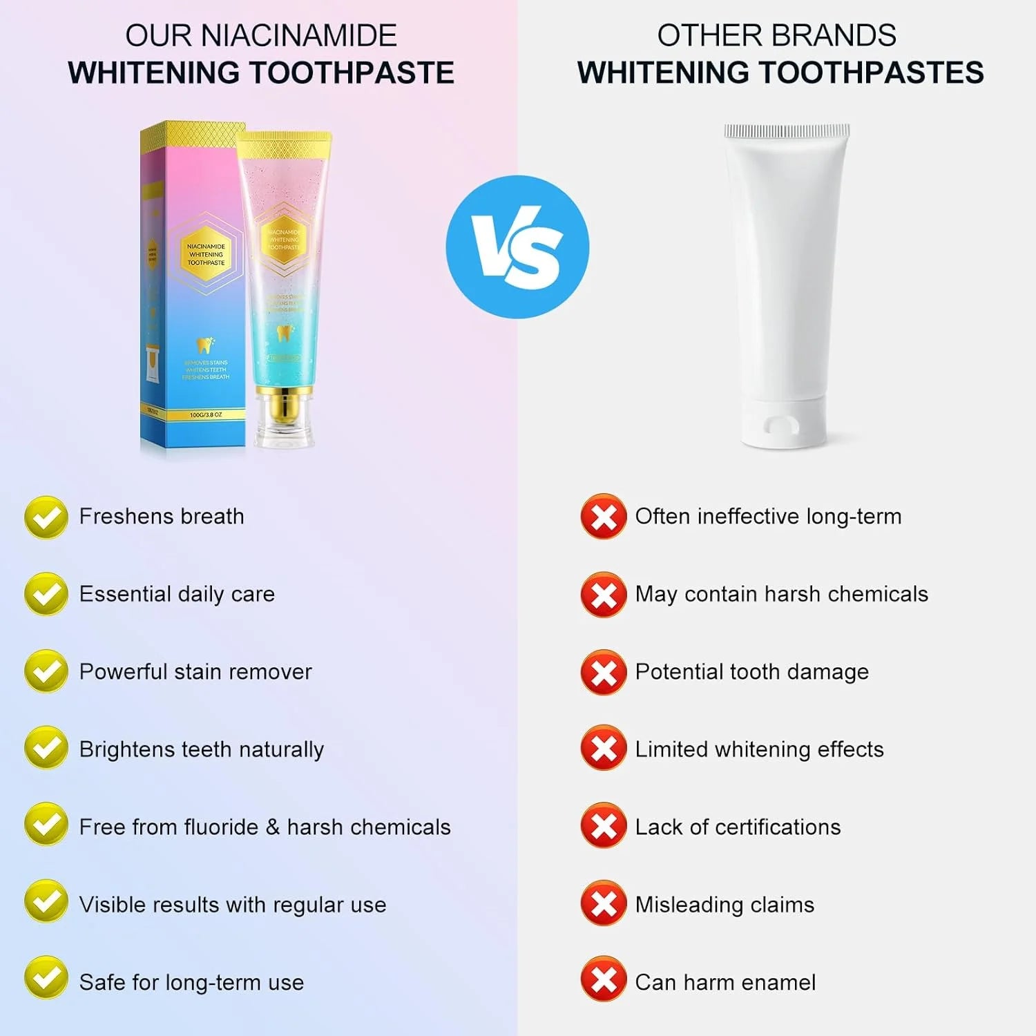 Niacinamide Whitening Toothpaste – Stain Removal & Fresh Breath