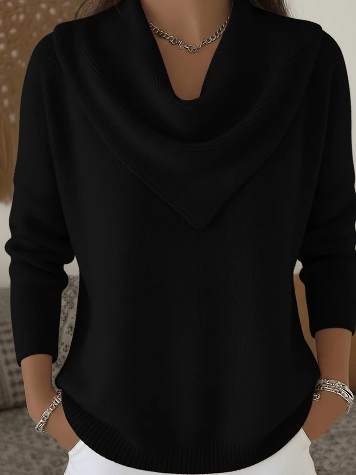 🔥 Elegant Retro Soft Triangle Neck Solid Color Sweater Top