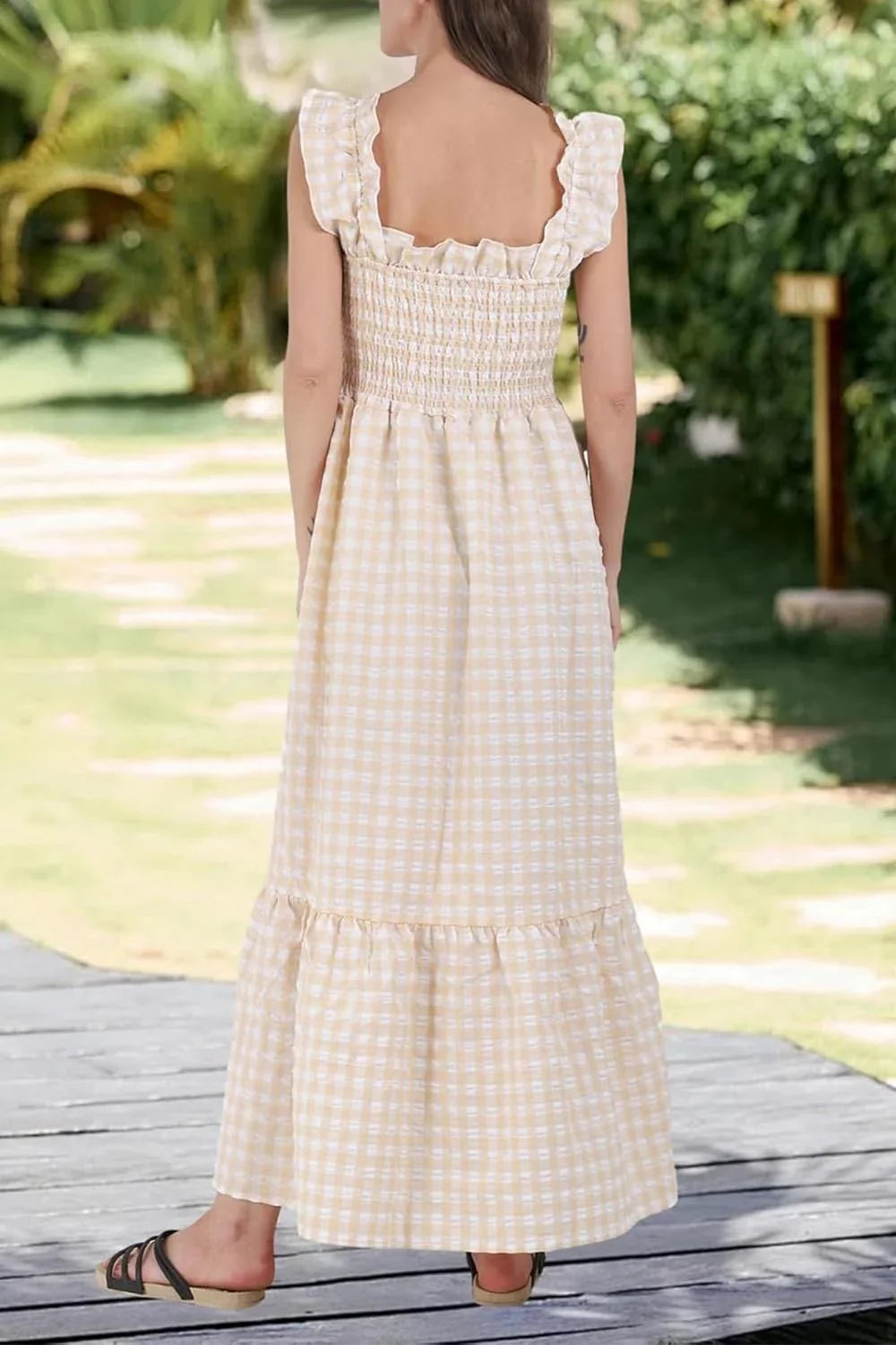 CottageMuse – Plaid Flounce Maxi Dress