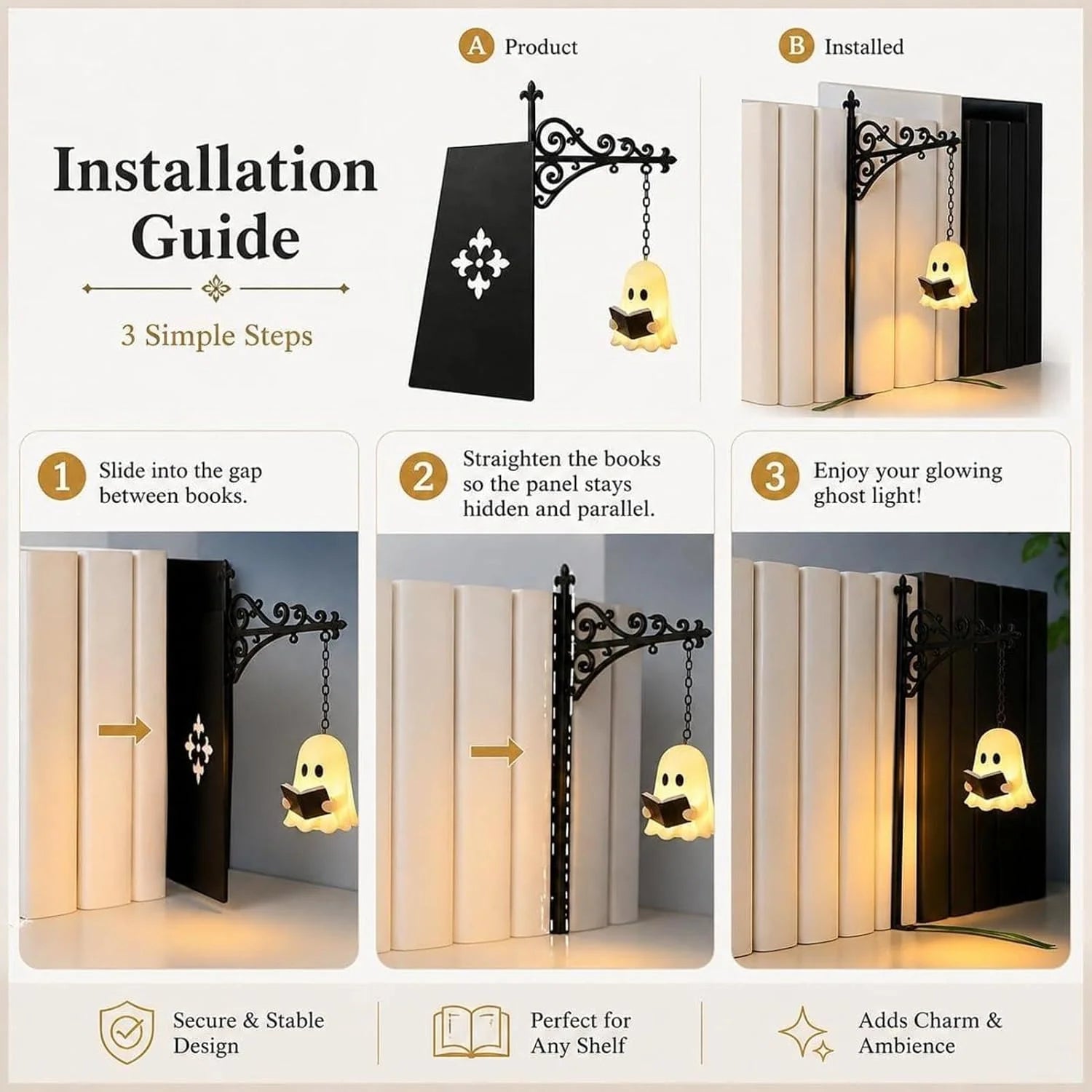 GhostGlow – Cozy Bookshelf Lantern