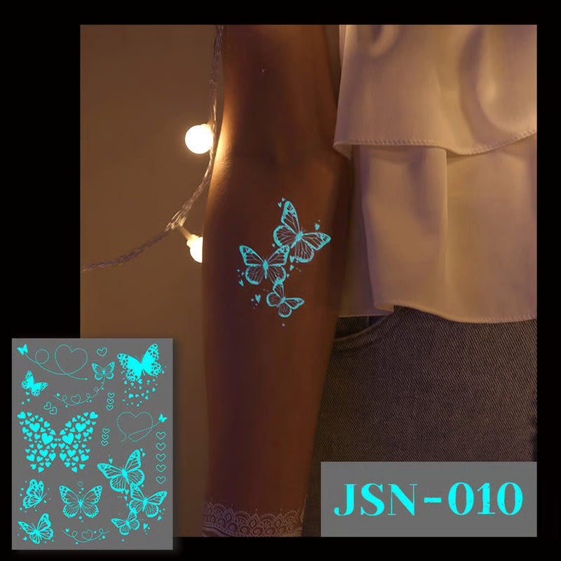 NeonFlutter – Luminous Butterfly Temporary Tattoo Stickers