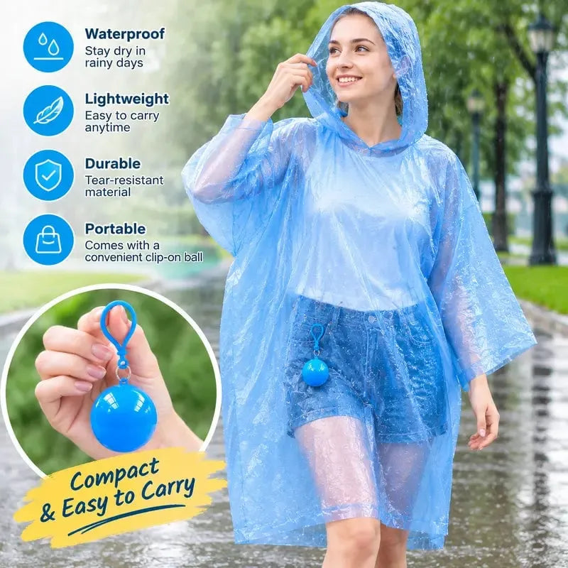 RainPod – Compact Hooded Rain Poncho with Keychain Case
