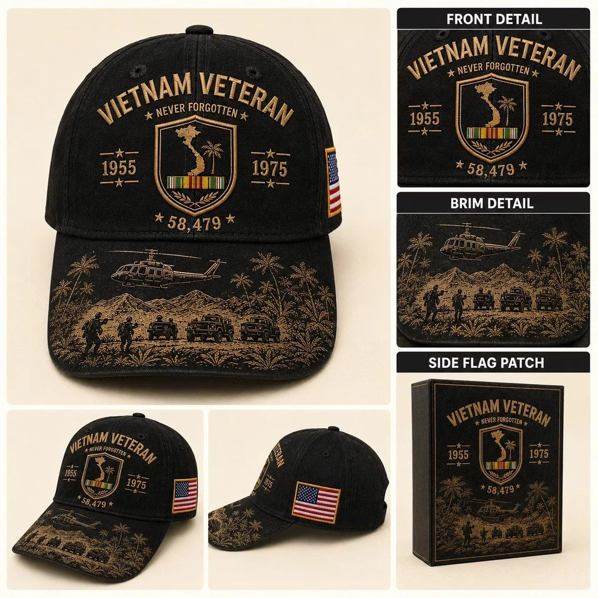 VietnamVeteran – Never Forgotten Commemorative Cap 🇺🇸