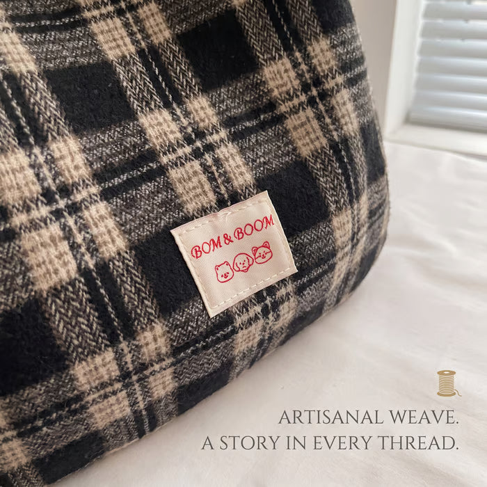 PlaidOra – Vintage Plaid Canvas 3-Way Carry Tote Bag