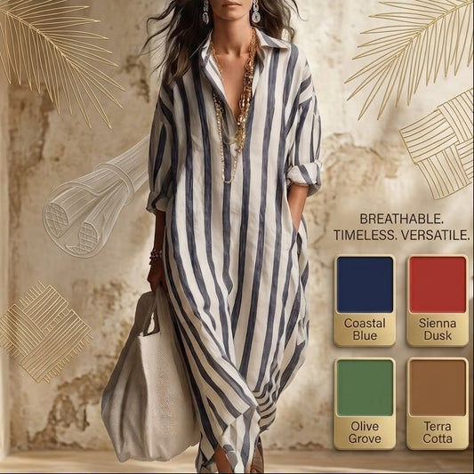 SummerMuse – Relaxed V-Neck Linen Maxi Dress