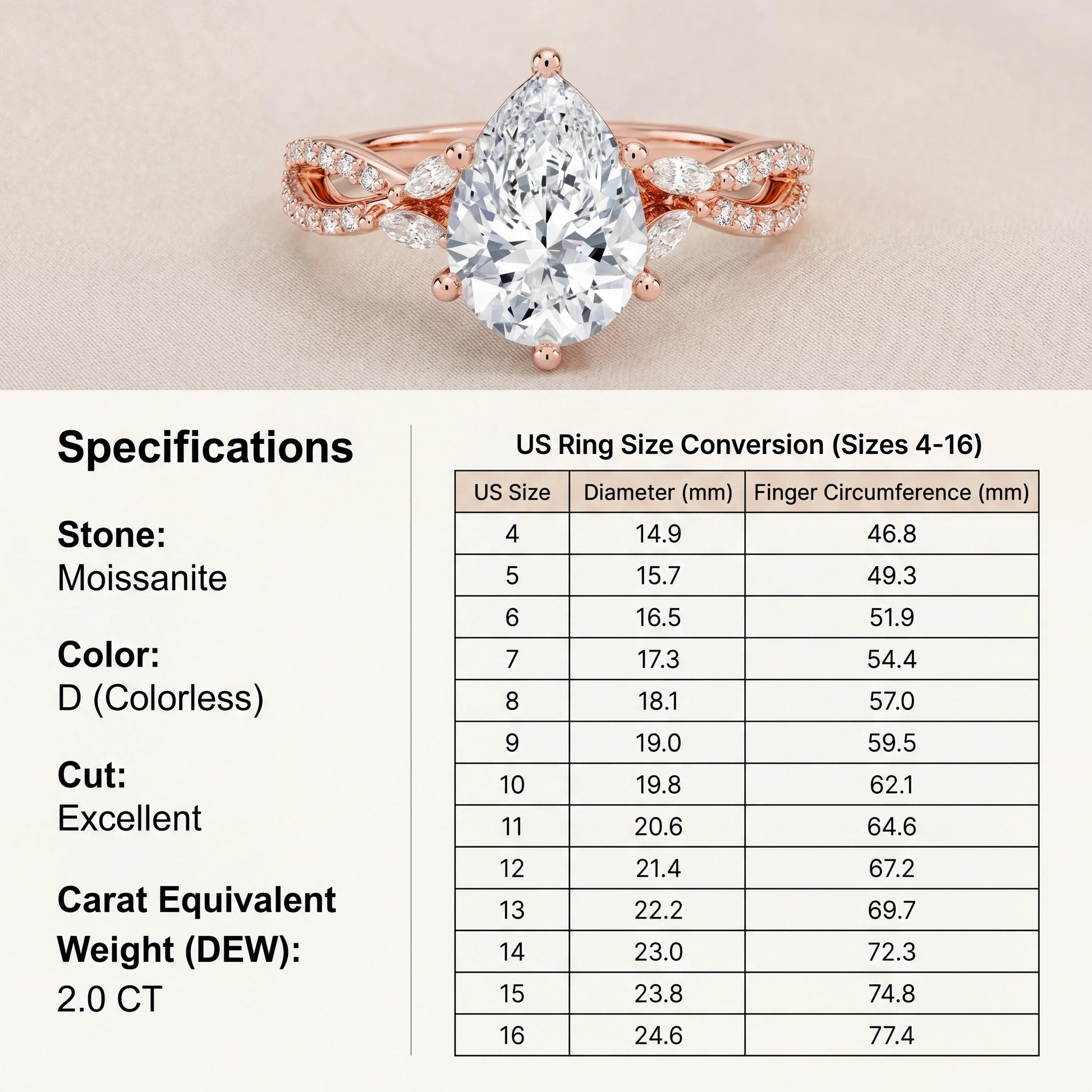 GraceLume – Elegant Moissanite Infinity Statement Ring