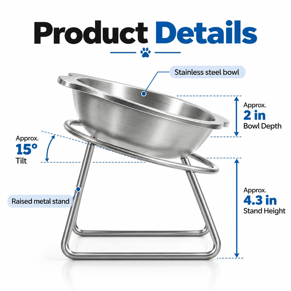 PawDine – Stainless Steel Bowl With Raised Stand