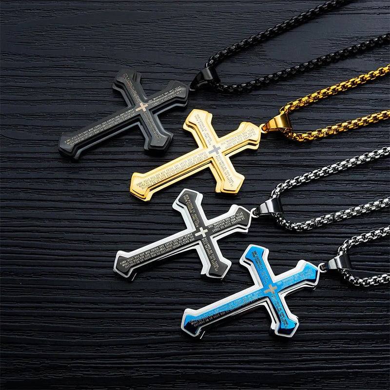CrestOria – Lord’s Prayer Layered Cross Necklace