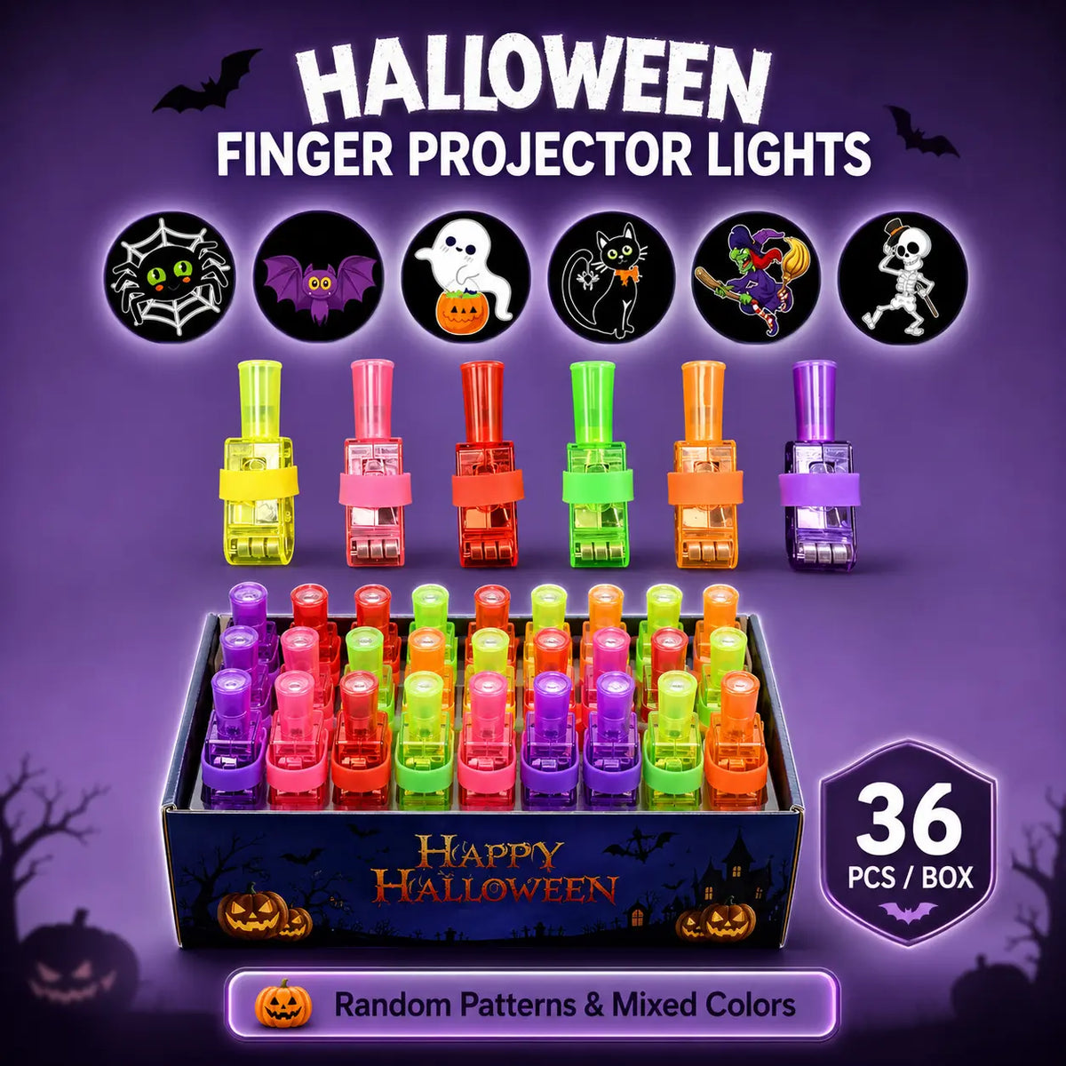 SpookLuxe – Halloween LED Finger Projector Rings