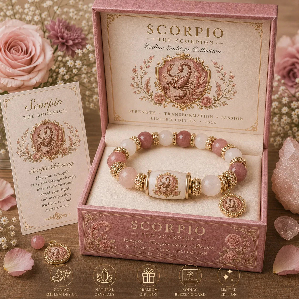 ZodiacBloom – Birth Sign Stone Charm Bracelet