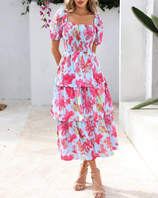 BloomBelle – Vintage Floral Smocked Dress