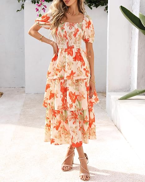BloomBelle – Vintage Floral Smocked Dress