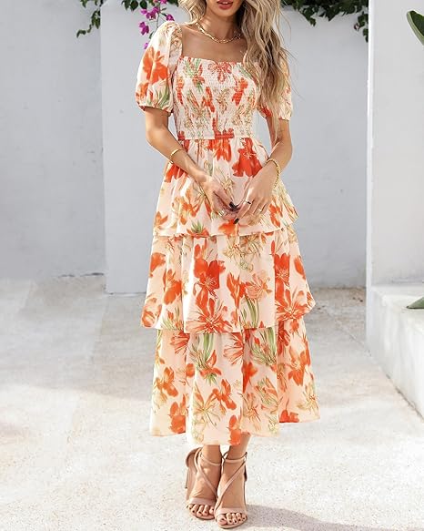 BloomBelle – Vintage Floral Smocked Dress