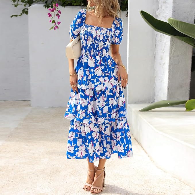 BloomBelle – Vintage Floral Smocked Dress