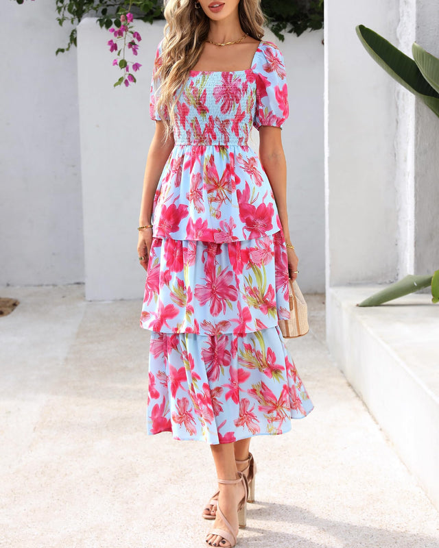 BloomBelle – Vintage Floral Smocked Dress