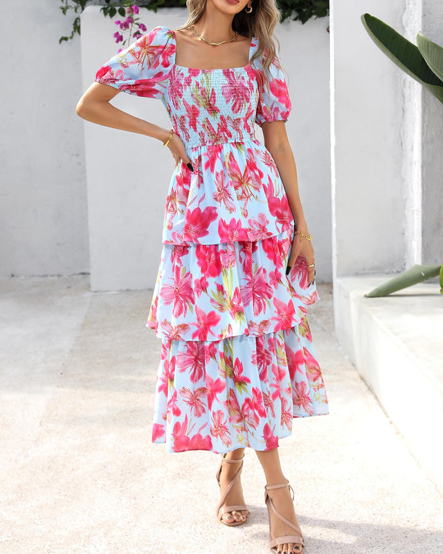 BloomBelle – Vintage Floral Smocked Dress