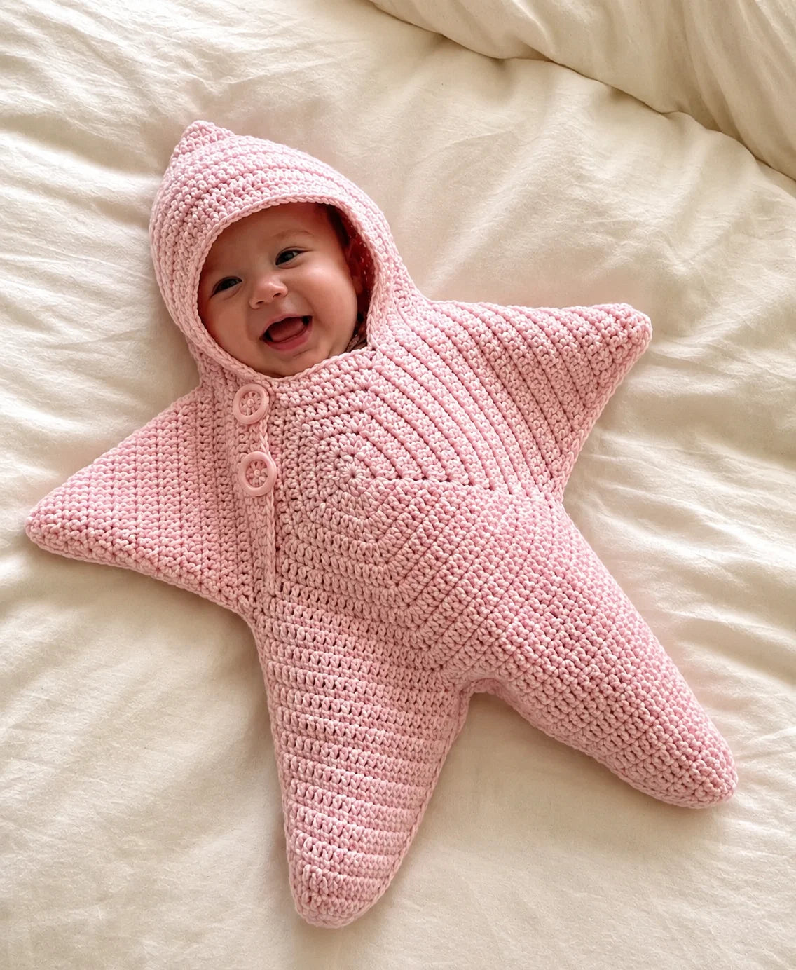 LittleLuna – Hooded Crochet Baby Comfort Blanket